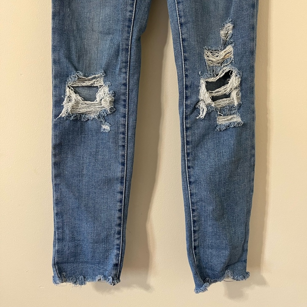 Levi's 721 High Rise Skinny Distressed Denim Jeans Size 24 - Picture 6 of 12